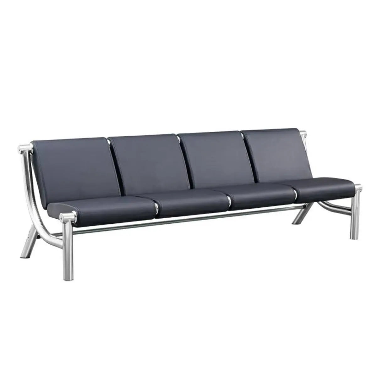 Blue Scratch Resistant Faux Leather 2-Seat Beam Seating Image - 7