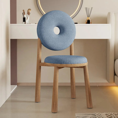Blue Sherpa Natural Leg High-Back Textured Side Chair Image - 1