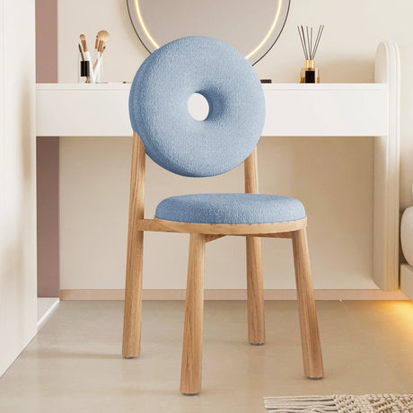 Blue Sherpa Natural Leg High-Back Textured Side Chair Image - 24