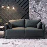 Blue Stain Resistant Tech Cloth Square Arm Loveseat Image - 14