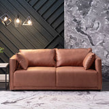 Blue Stain Resistant Tech Cloth Square Arm Loveseat Image - 9
