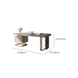 Blue Standard Stone Writing Desk with Drawers Image - 10