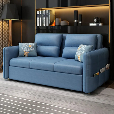 Blue Tech Cloth Flared Arm Cushion Back Storage Sleeper Image - 1