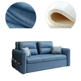 Blue Tech Cloth Flared Arm Cushion Back Storage Sleeper Image - 16