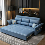 Blue Tech Cloth Flared Arm Cushion Back Storage Sleeper Image - 5