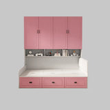 Blue Twin Storage Wood Storage Bed with Bookcase and Drawers Image - 2