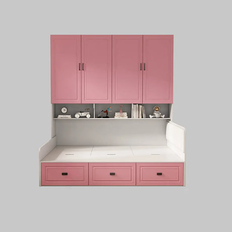 Blue Twin Storage Wood Storage Bed with Bookcase and Drawers Image - 2