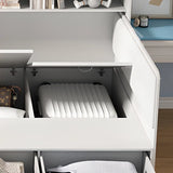 Blue Twin Storage Wood Storage Bed with Bookcase and Drawers Image - 6