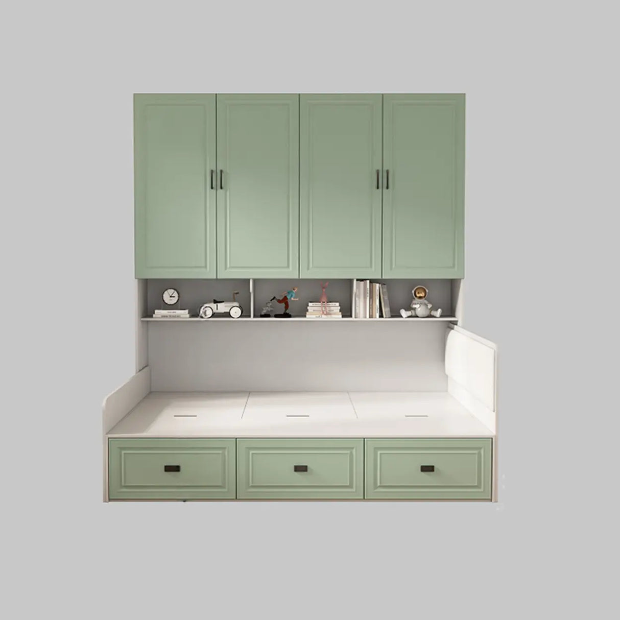 Blue Twin Storage Wood Storage Bed with Bookcase and Drawers Image - 7