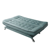 Blue Upholstered Back Wood Frame Armless Sofa with Legs Image - 10