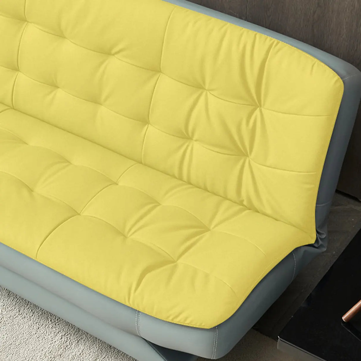 Blue Upholstered Back Wood Frame Armless Sofa with Legs Image - 12