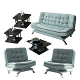 Blue Upholstered Back Wood Frame Armless Sofa with Legs Image - 17