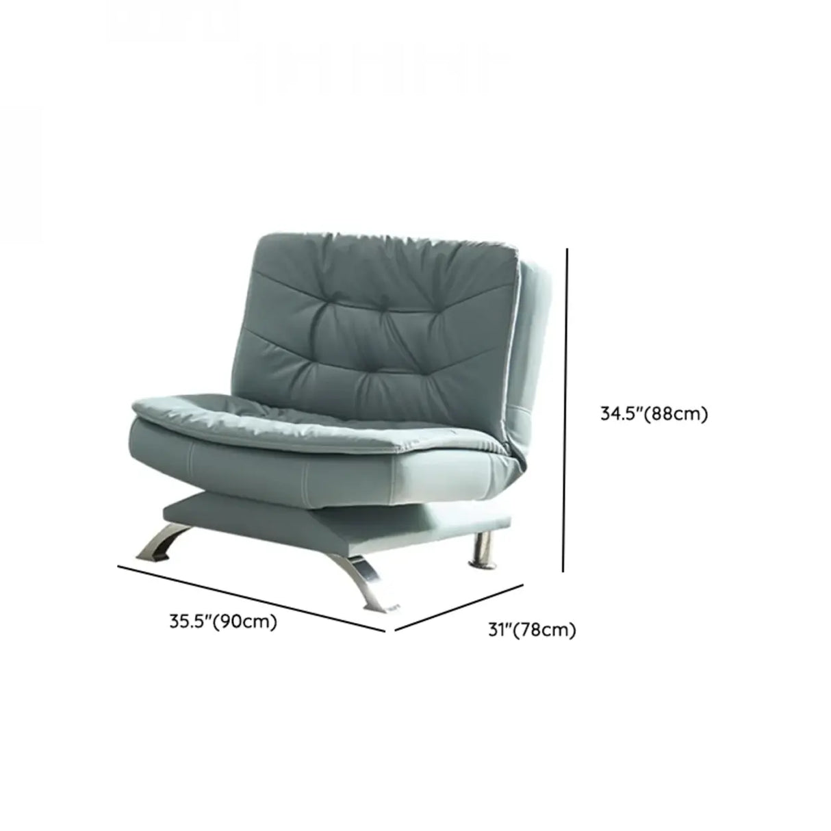 Blue Upholstered Back Wood Frame Armless Sofa with Legs 