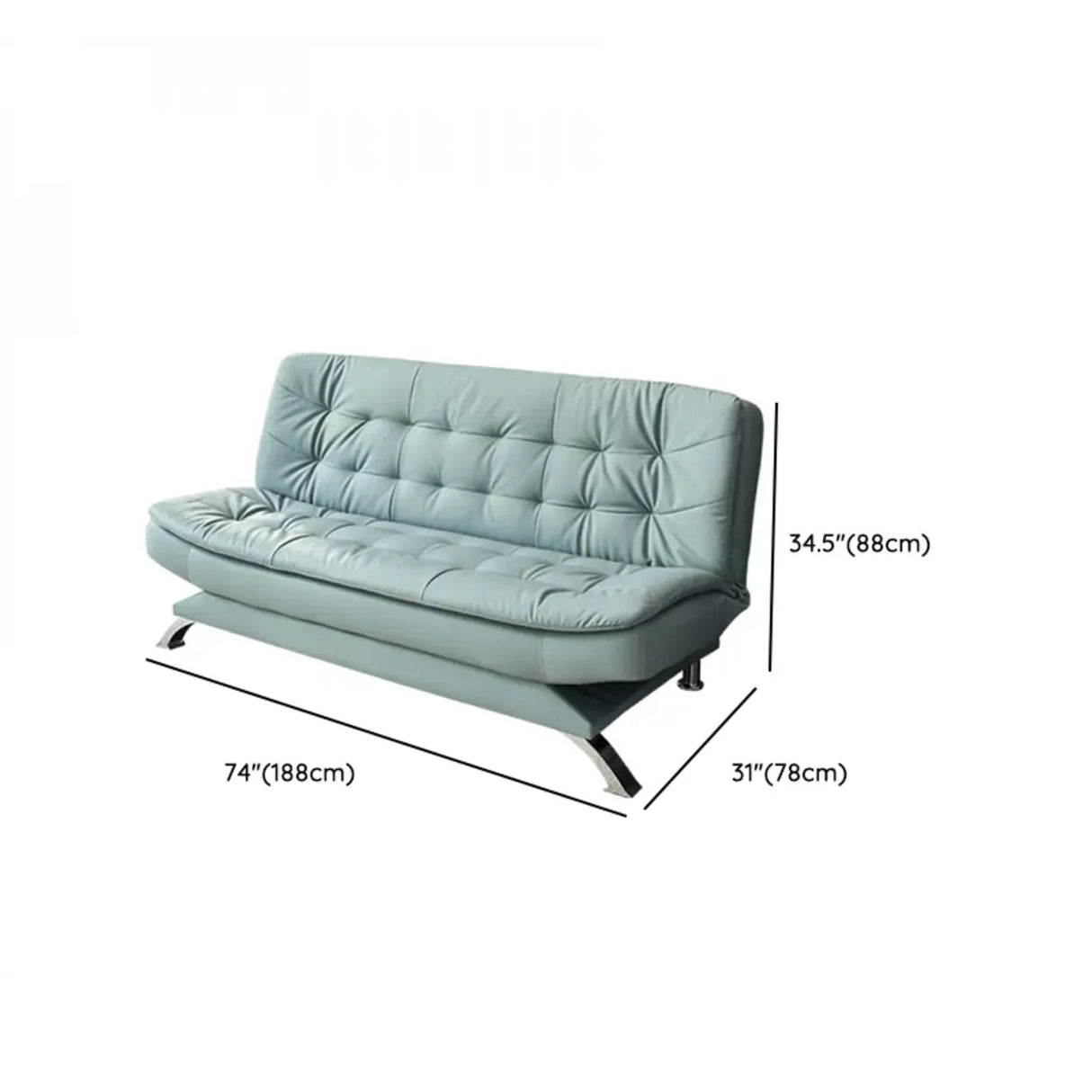 Blue Upholstered Back Wood Frame Armless Sofa with Legs Image - 21