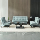 Blue Upholstered Back Wood Frame Armless Sofa with Legs Image - 4