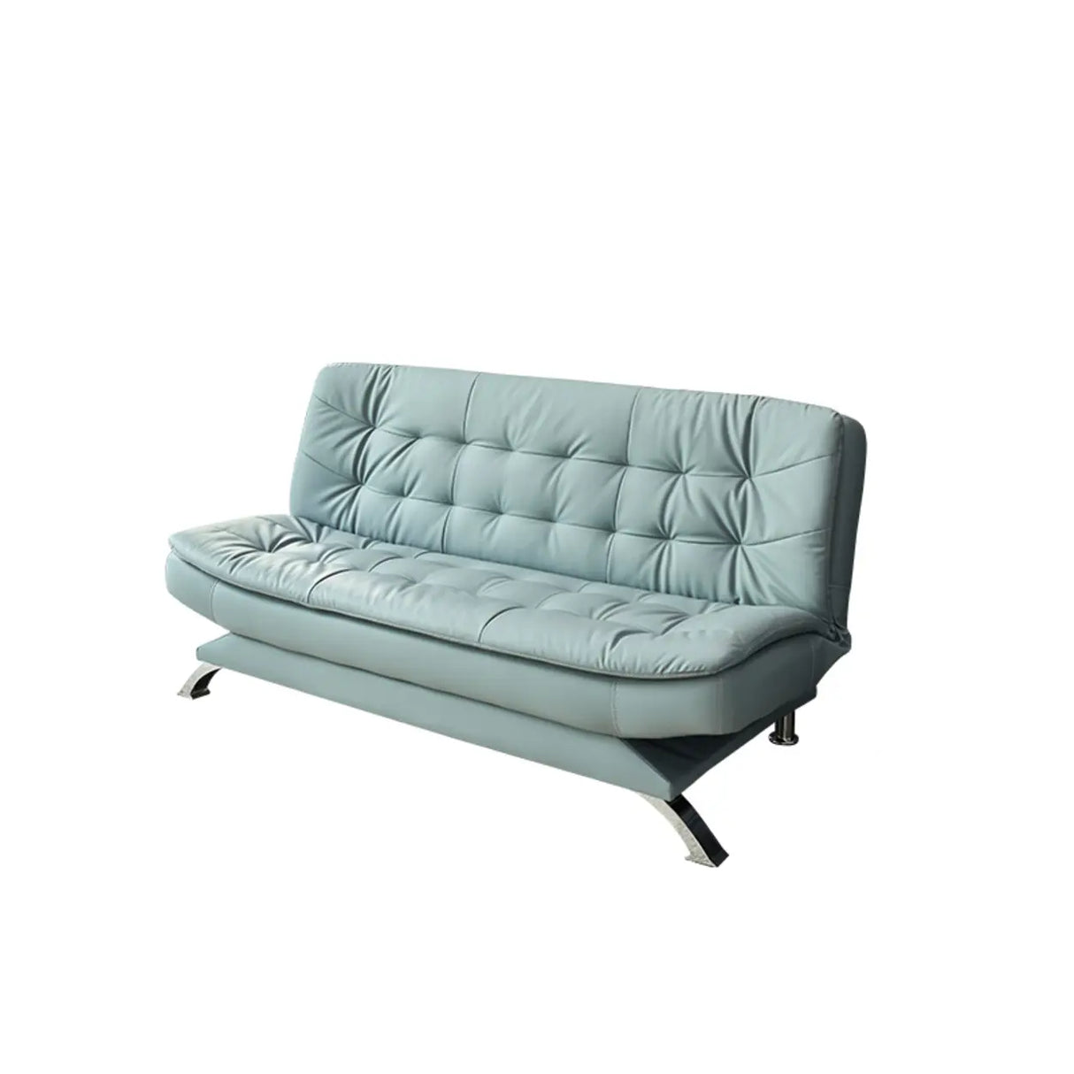 Blue Upholstered Back Wood Frame Armless Sofa with Legs Image - 5