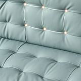 Blue Upholstered Back Wood Frame Armless Sofa with Legs Image - 8