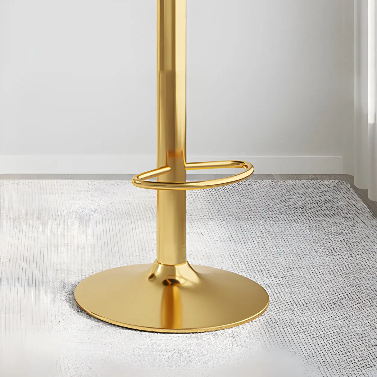 Blue Velvet Adjustable Gold Base Low Back Counter Bar Stool Image - 15