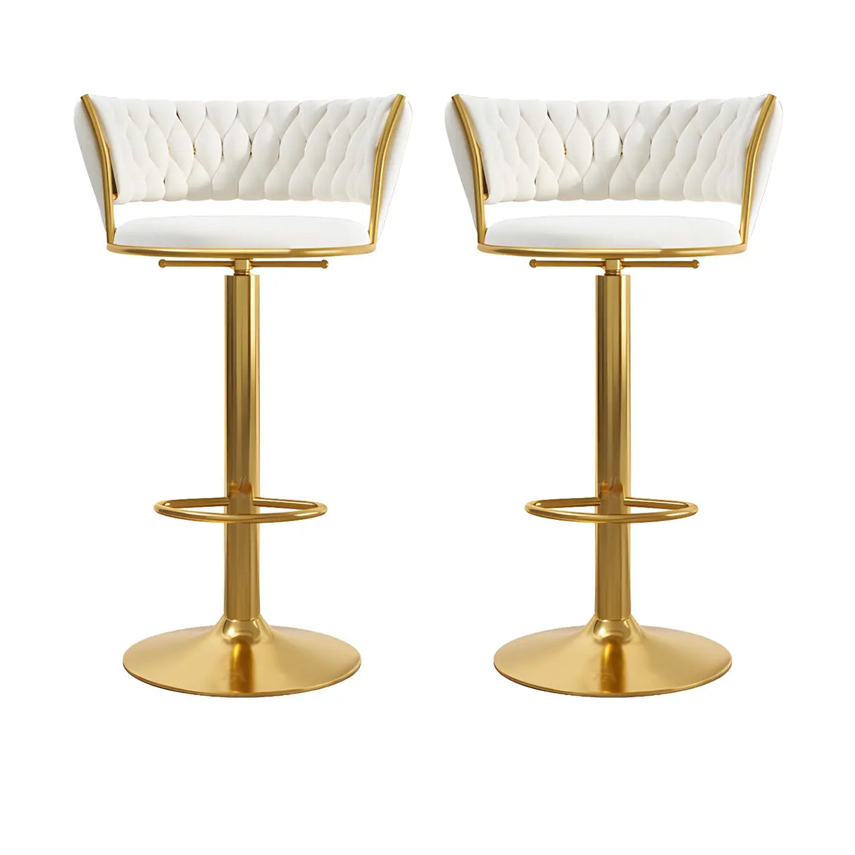 Blue Velvet Adjustable Gold Base Low Back Counter Bar Stool Image - 36