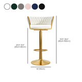 Blue Velvet Adjustable Gold Base Low Back Counter Bar Stool Image - 41