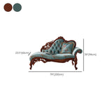 Blue Vintage Carved Upholstered Reclining Chaise Lounge Image - 19