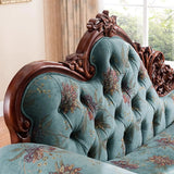 Blue Vintage Carved Upholstered Reclining Chaise Lounge Image - 6
