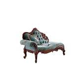 Blue Vintage Carved Upholstered Reclining Chaise Lounge Image - 8