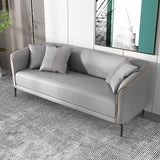 Blue Water Resistant Leather 3 Seats Foam Fill Sofa Image - 5