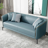 Blue Water Resistant Leather 3 Seats Foam Fill Sofa Image - 7