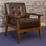 Blue Waterproof Faux Leather Loveseat	with Wood Legs Image - 4