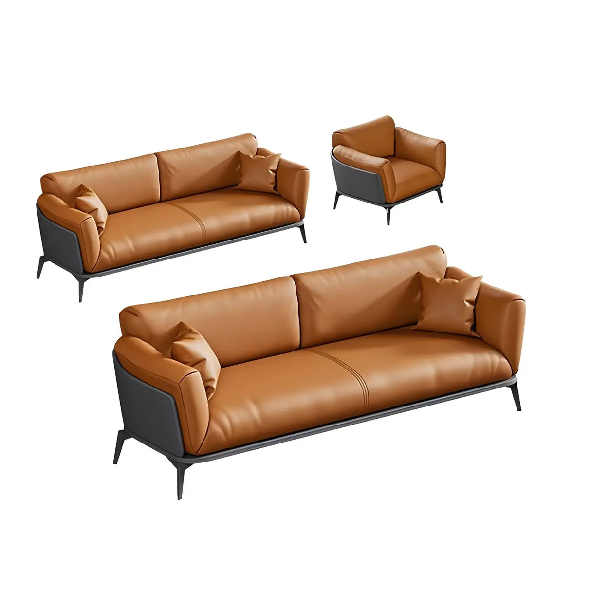 Blue Waterproof Faux Leather Upholstered Back Sofa Image - 12