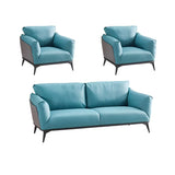 Blue Waterproof Faux Leather Upholstered Back Sofa Image - 13