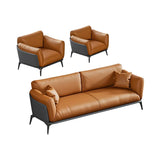 Blue Waterproof Faux Leather Upholstered Back Sofa Image - 15