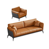 Blue Waterproof Faux Leather Upholstered Back Sofa Image - 18