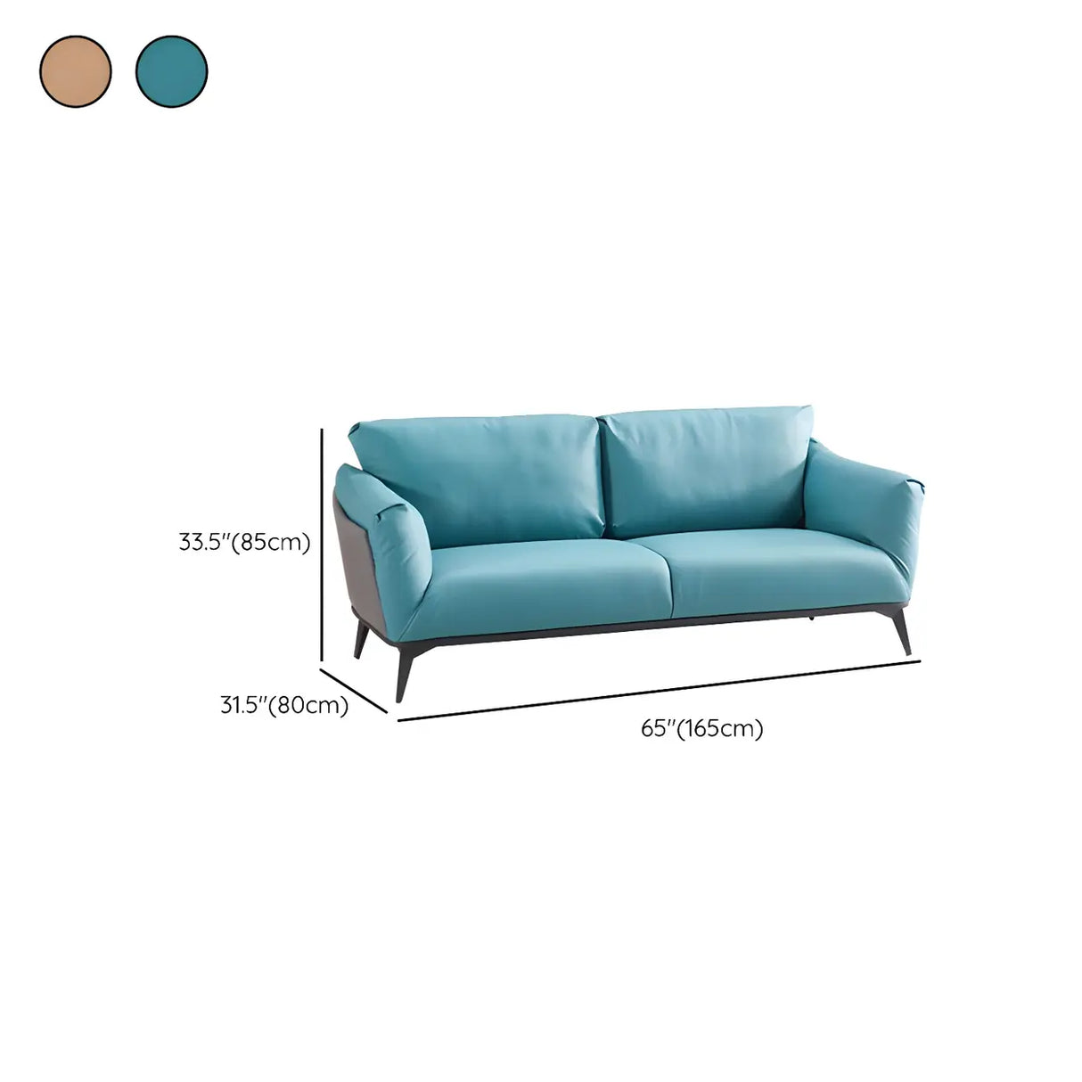 Blue Waterproof Faux Leather Upholstered Back Sofa 