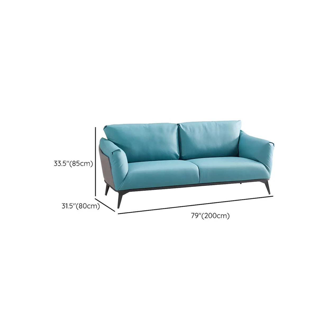 Blue Waterproof Faux Leather Upholstered Back Sofa Image - 20