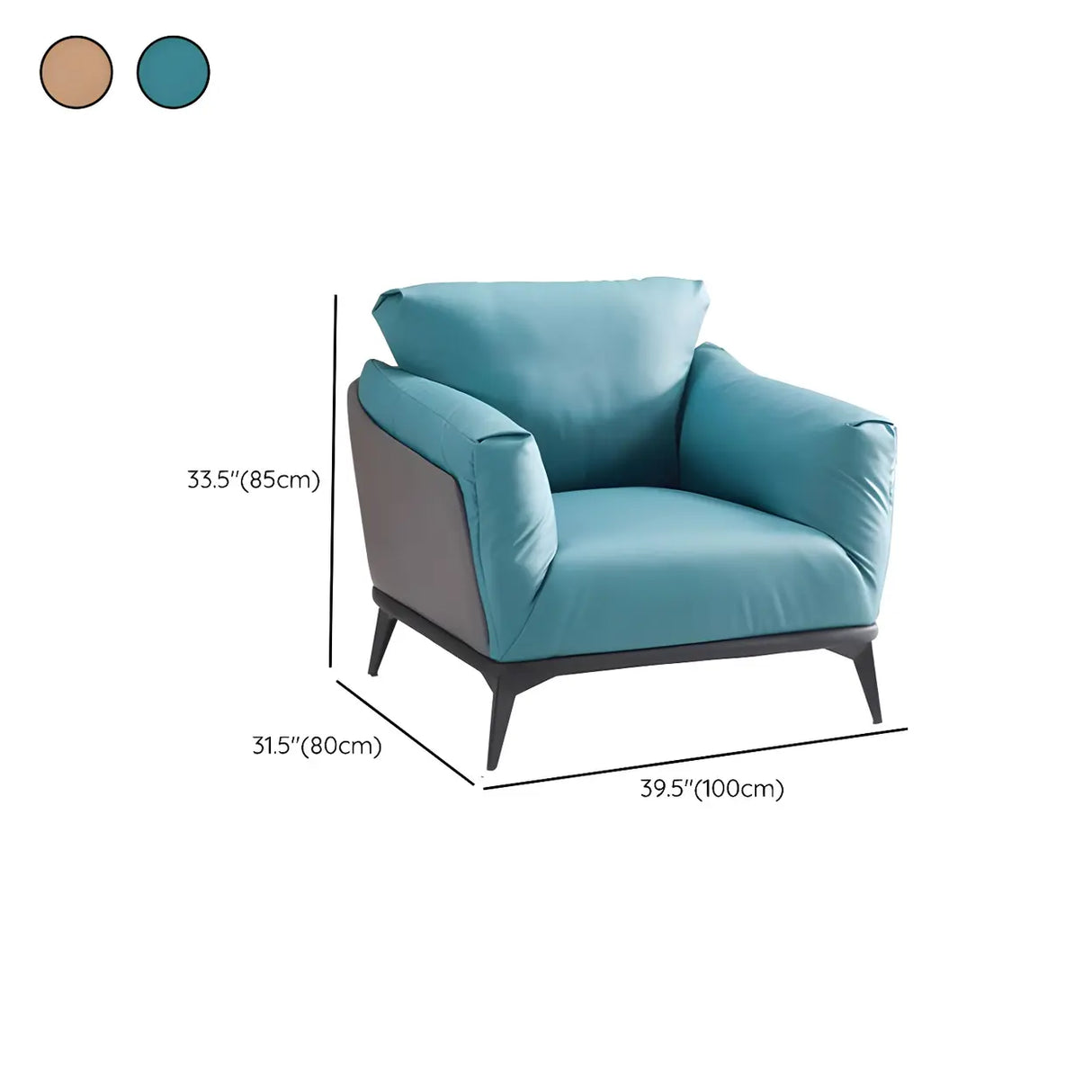 Blue Waterproof Faux Leather Upholstered Back Sofa Image - 21