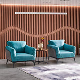Blue Waterproof Faux Leather Upholstered Back Sofa Image - 6