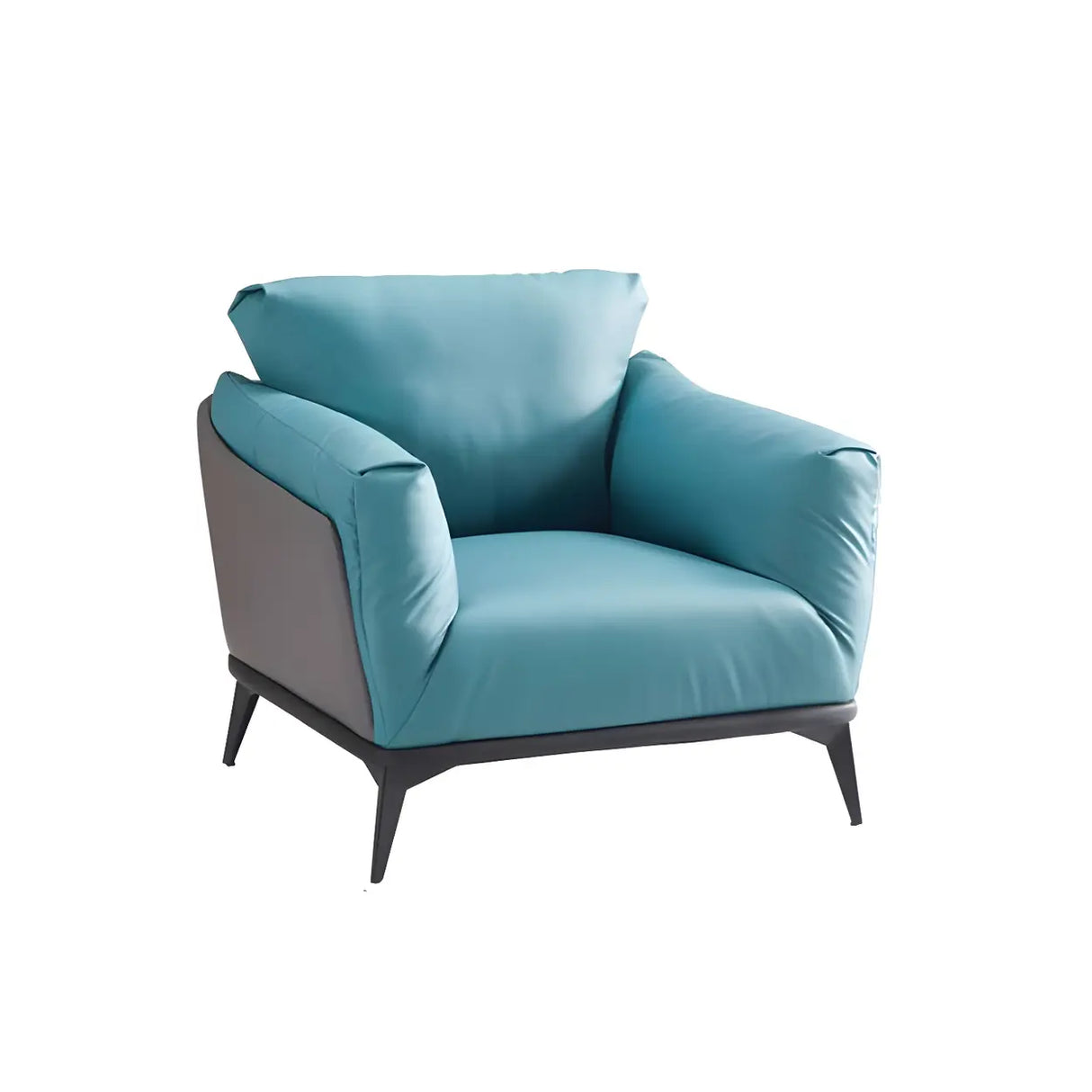 Blue Waterproof Faux Leather Upholstered Back Sofa Image - 9