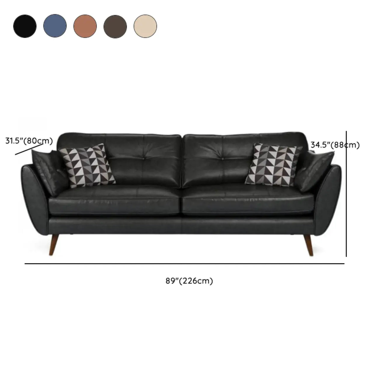 Blue Waterproof Leather Wood Frame Loveseat with Pillow Image - 13