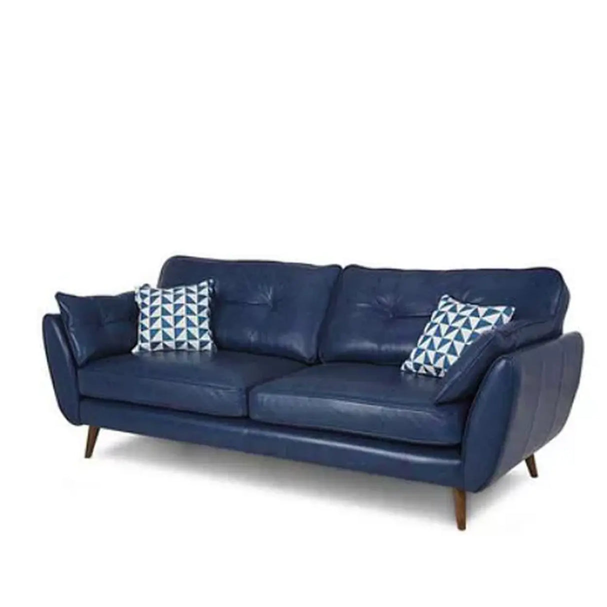 Blue Waterproof Leather Wood Frame Loveseat with Pillow Image - 7