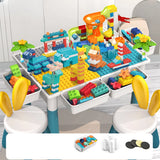 Blue Waterproof Toddler Building Block Table Chair Set Image - 14