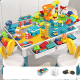 Blue Waterproof Toddler Building Block Table Chair Set Image - 22