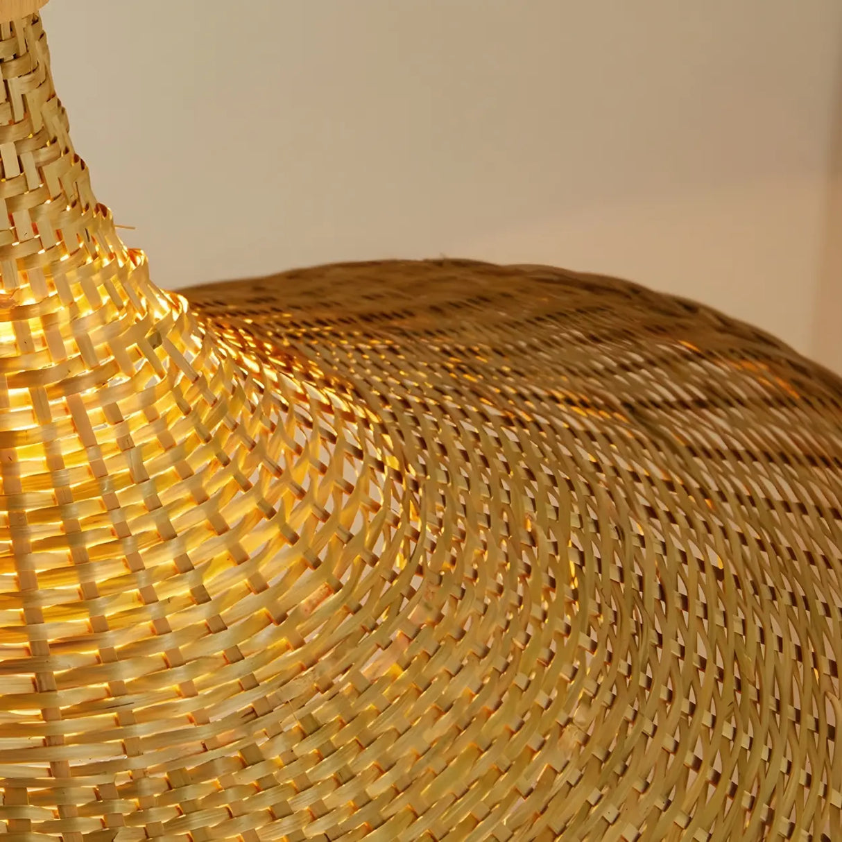 Bohemian Asymmetrical Bamboo Dining Light Beige Medium Single Pendant Image - 11