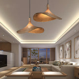 Bohemian Asymmetrical Bamboo Dining Light Beige Medium Single Pendant Image - 3