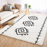 Bohemian Graphic Print Rectangle Wool White Area Rug Image - 1
