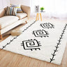 Bohemian Graphic Print Rectangle Wool White Area Rug Image - 2