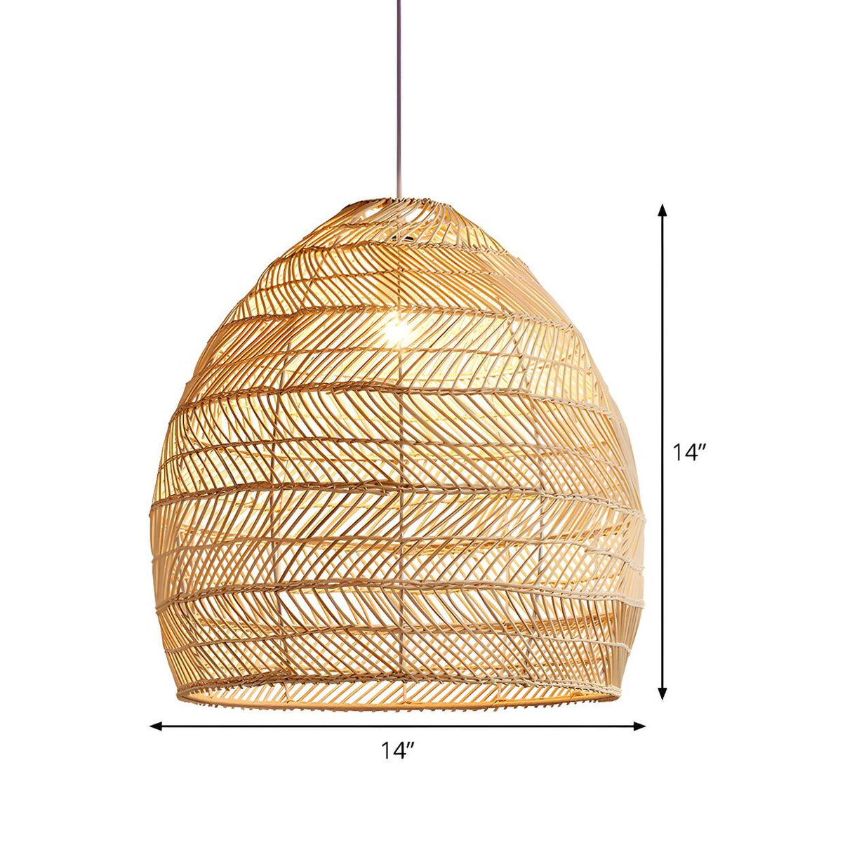 Bohemian Natural Rattan Woven Dome Restaurant Pendant Light 