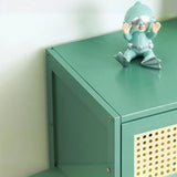 Bohemian Rattan Metal Entryway Green Drop Front Shoe Storage Image - 15