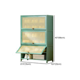 Bohemian Rattan Metal Entryway Green Drop Front Shoe Storage Image - 31